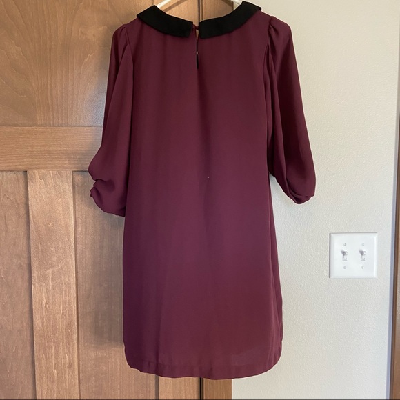 LC Lauren Conrad Embellished Crepe Beaded-Collar Shift Dress Size XS Bow Sleeve - Picture 7 of 11